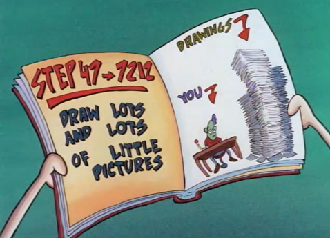 A screenshot from Rocko's Modern Life that shows a grueling animation process. 