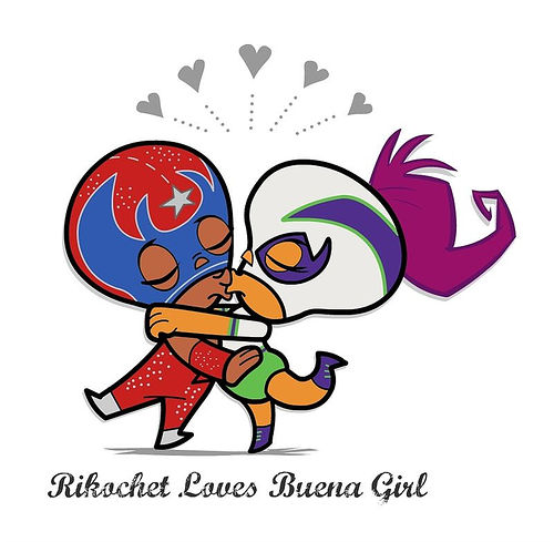 Ricochet Buena Girl kissu wrestling. mucha lucha.jpg.