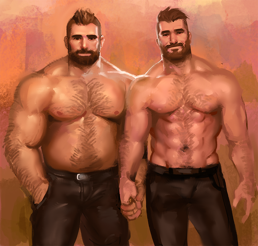 Gay bear daddy taking shirt off sleeveless top by vincettiart